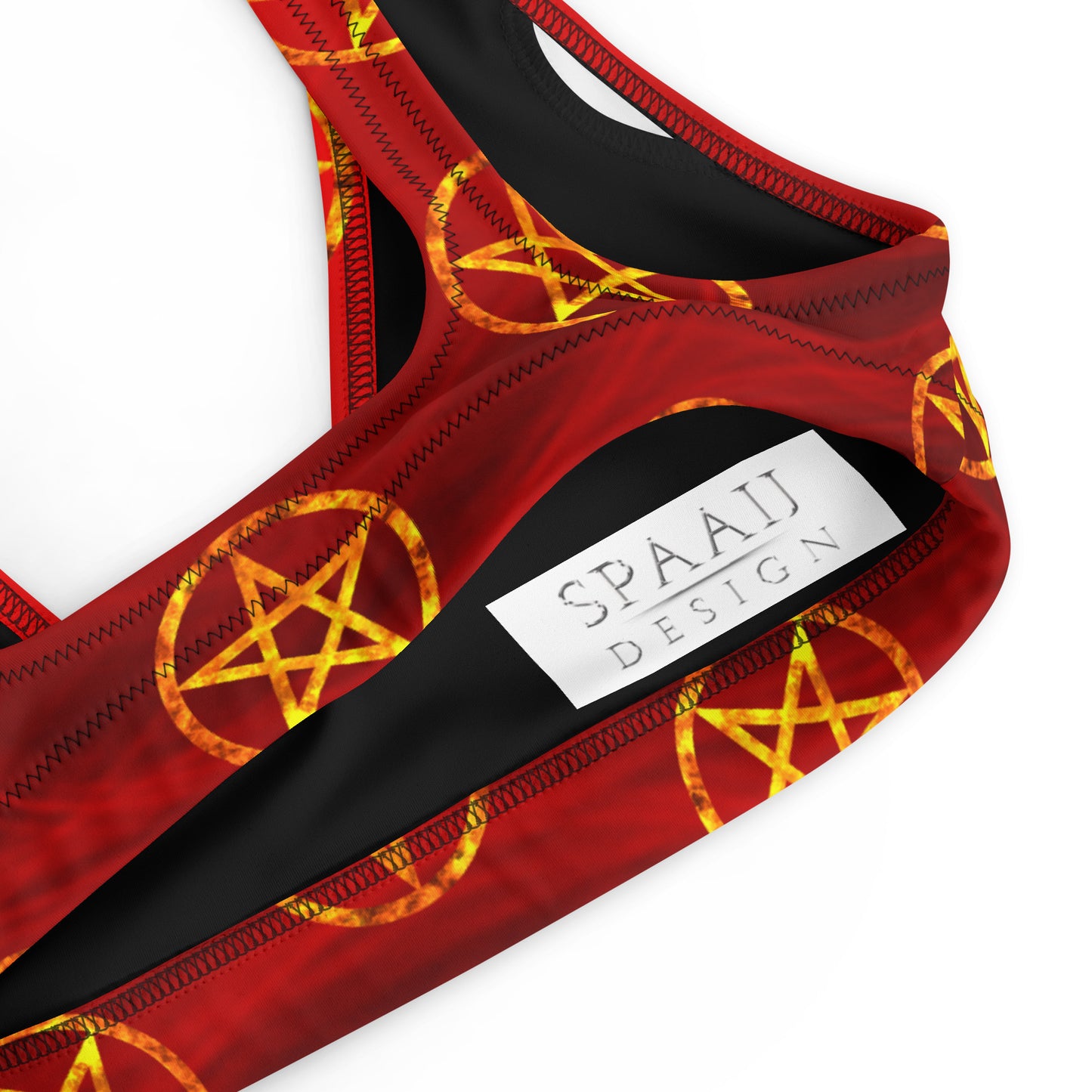 Magic Red Fire Pentagram padded bikini top
