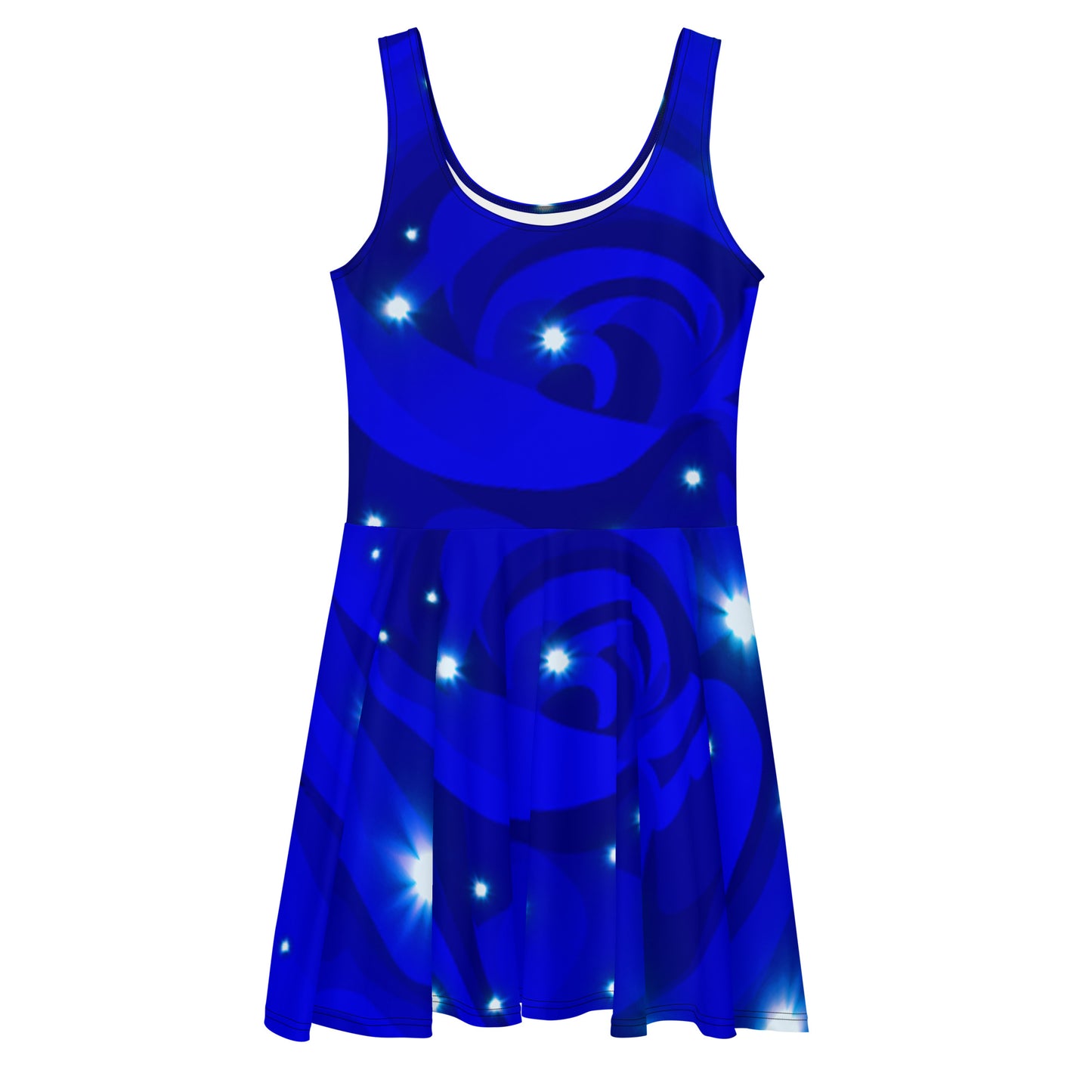 Midnight Rose Blue Skater Dress
