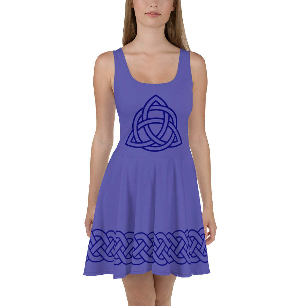 Celtic Knot Blue Skater Dress Lavender