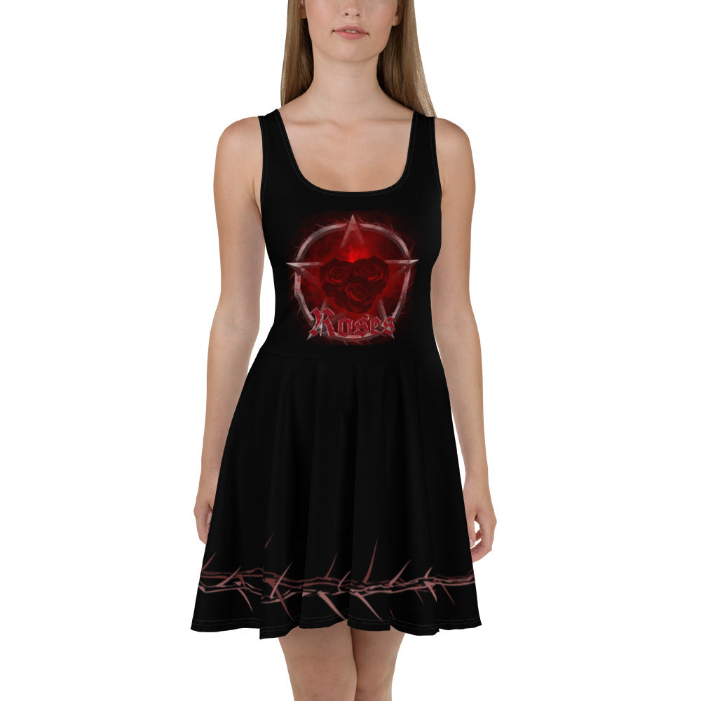 Thorns Roses Skater Dress