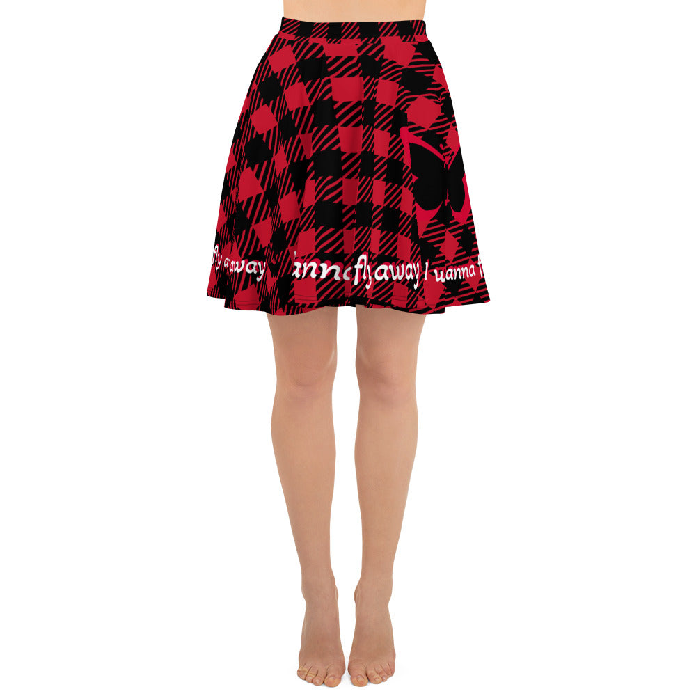 I wanna fly away Checkered Skater Skirt