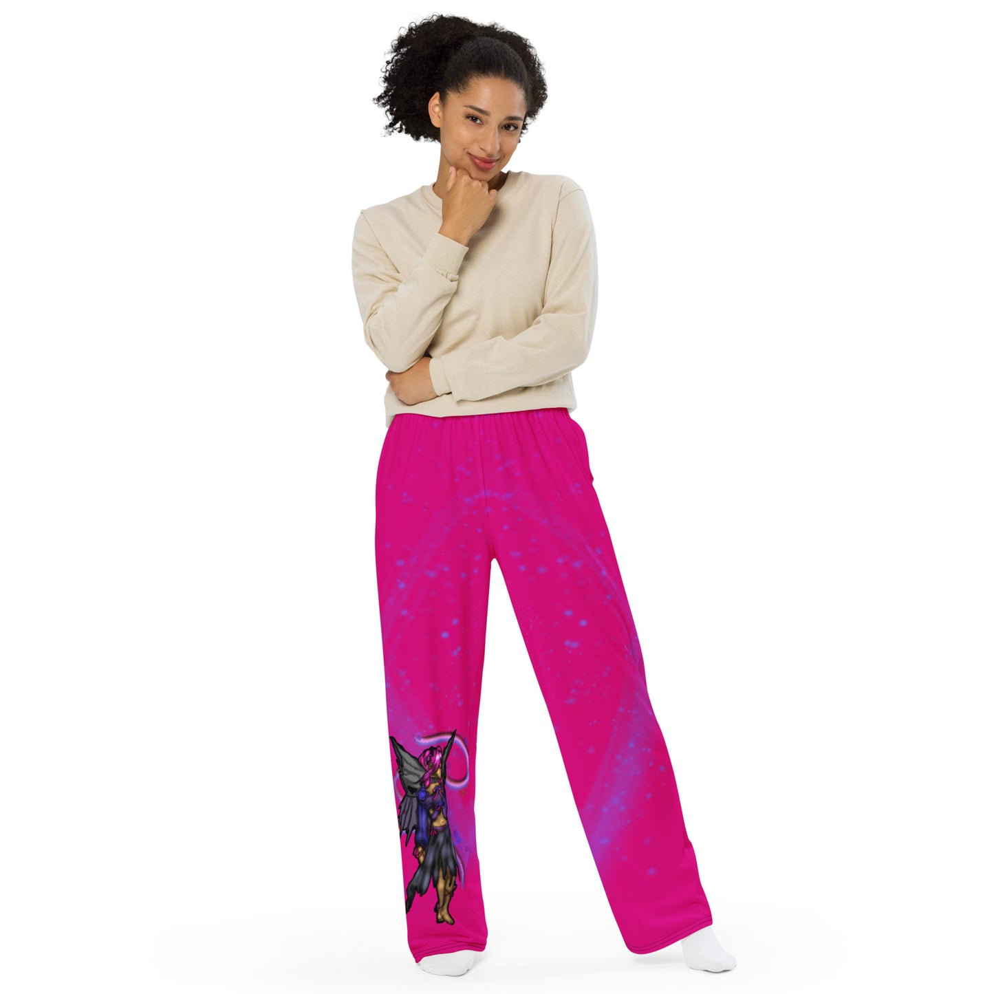 Purple Fairy unisex wide-leg pants Hot Pink
