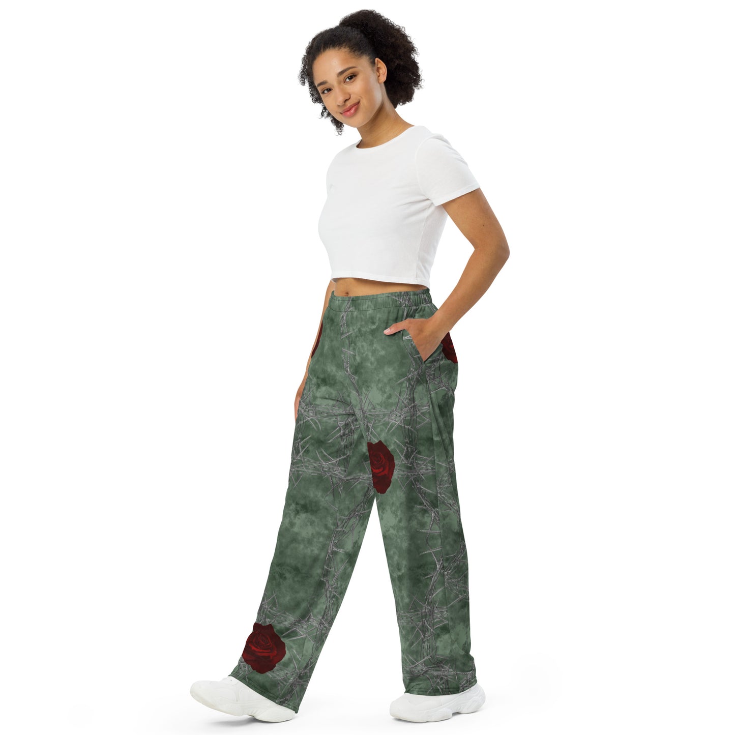 Dirty Green Red Rose pants