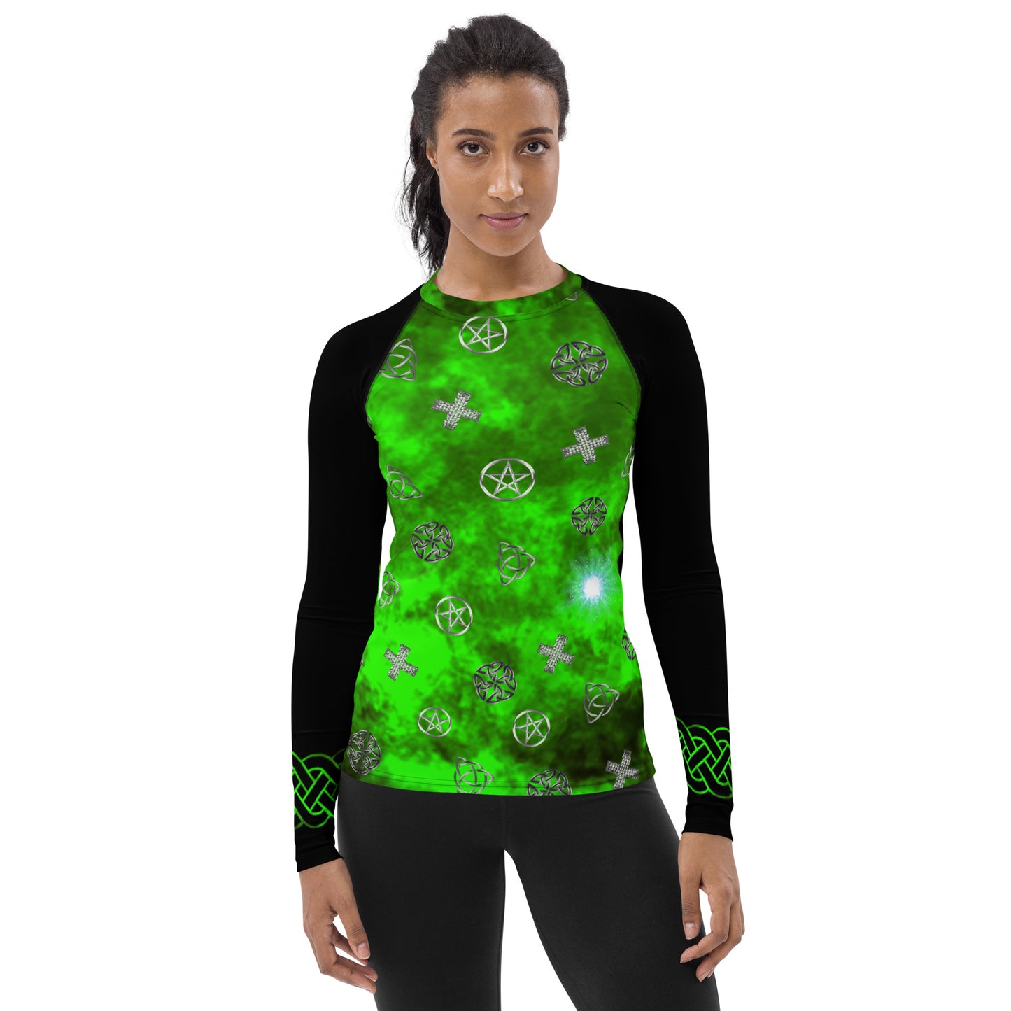 Wicca Green Pattern Rash Guard