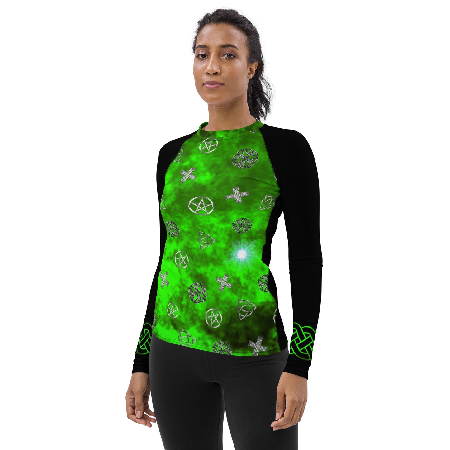 Wicca Green Pattern Rash Guard