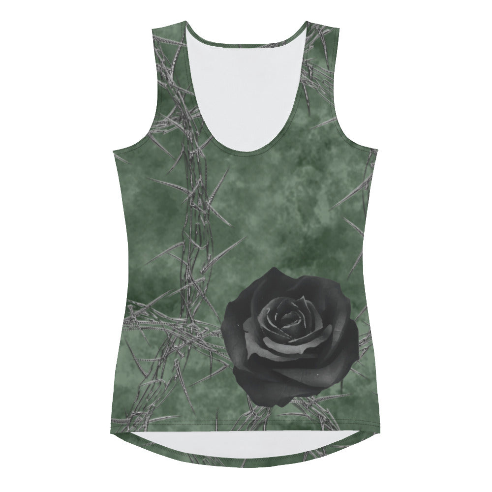 Smokey Green Dark Rose Tank Top