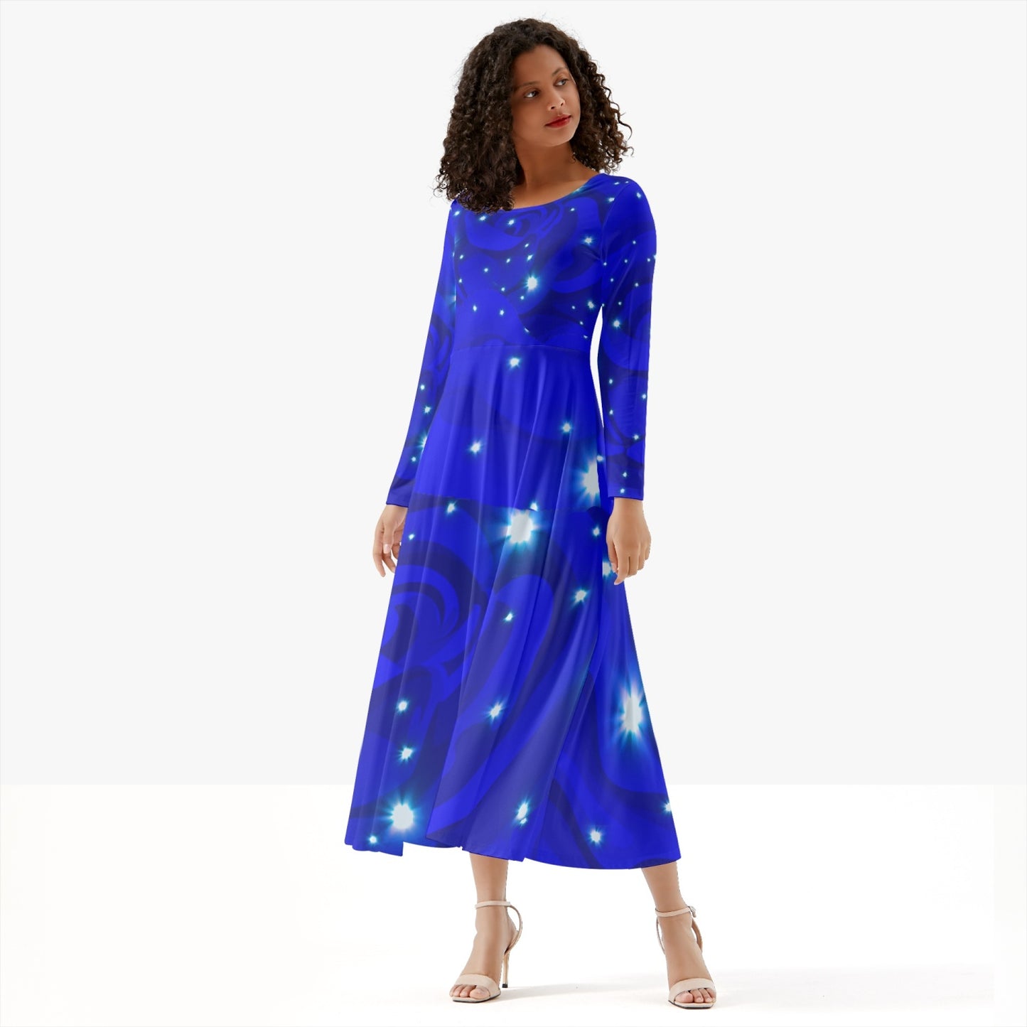 Midnight Blue Rose Dress long