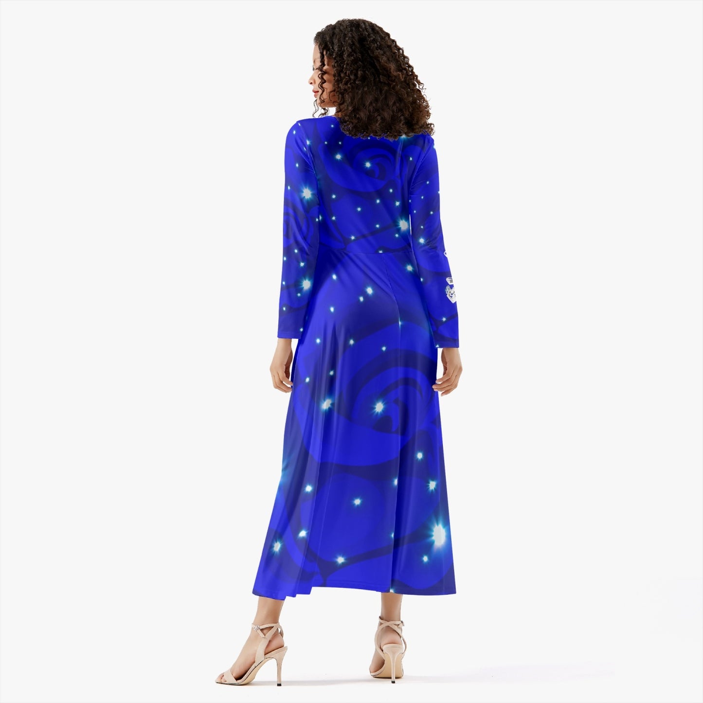 Midnight Blue Rose Dress long