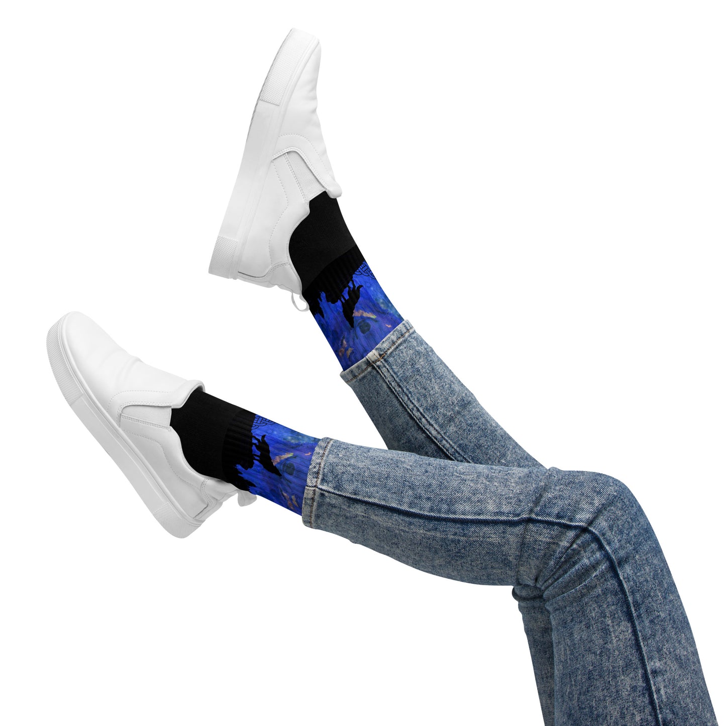 Midnight Blue Wolf Socks