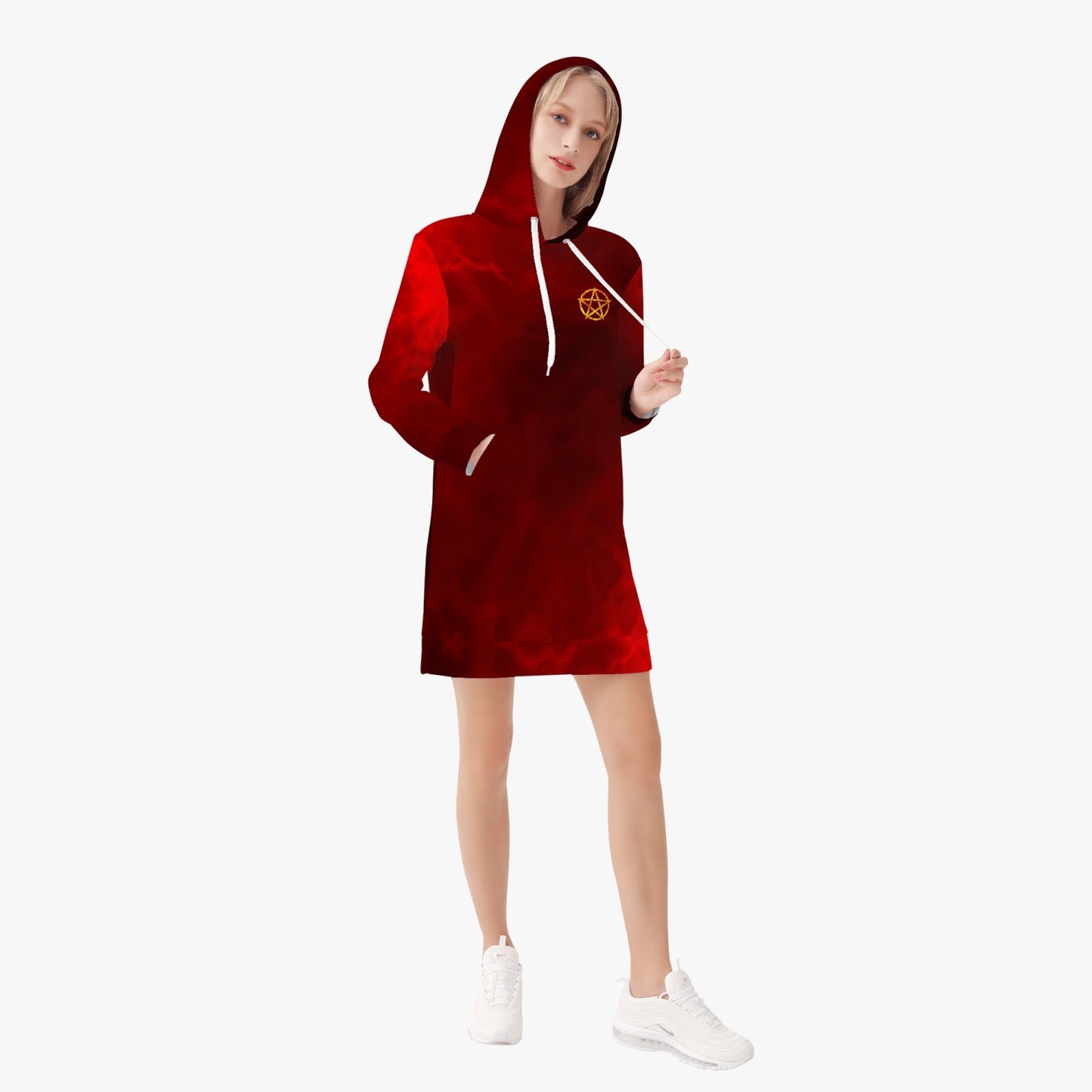 Red Fire Pentagram Hoodie Dress