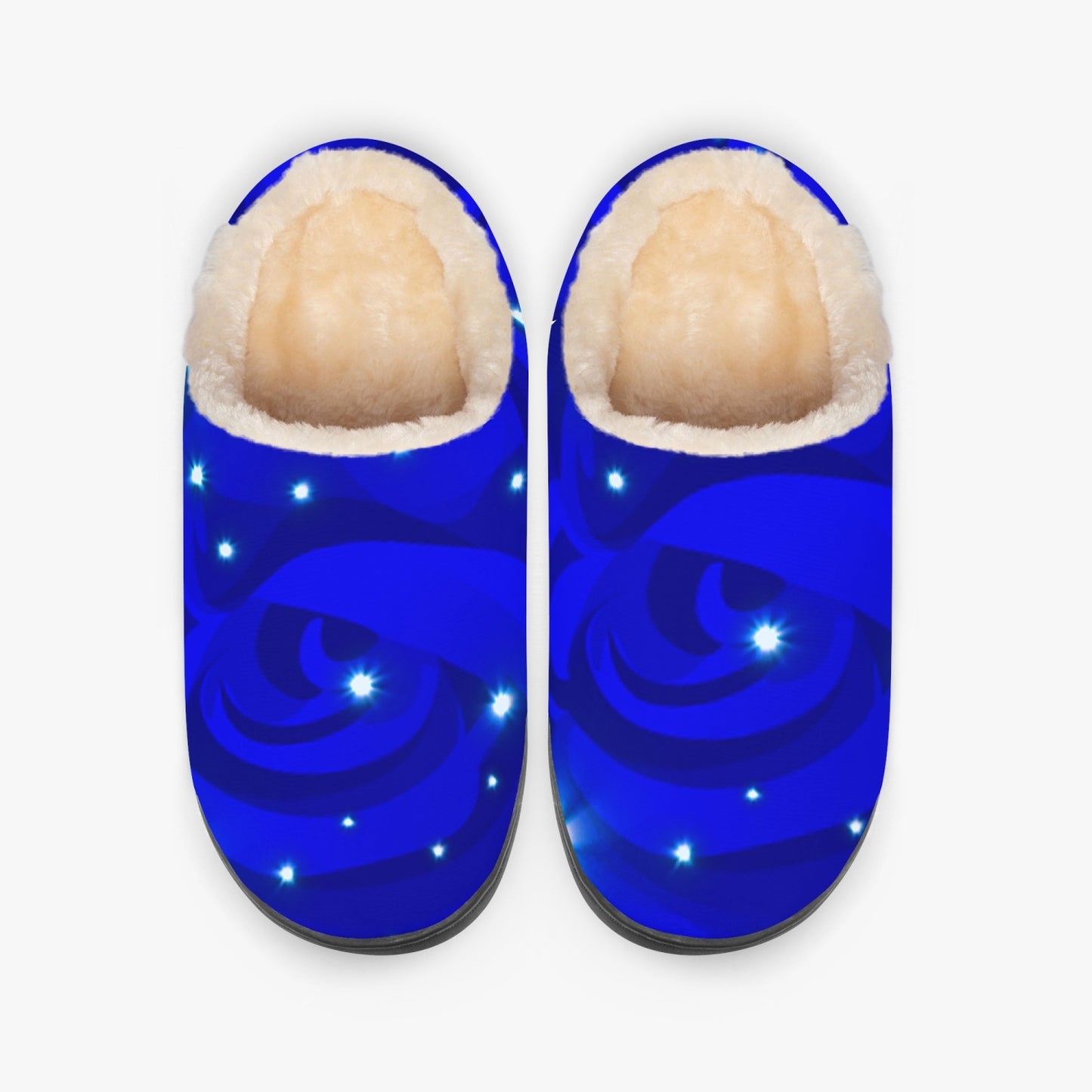 Midnight Blue rose Fluffy Bedroom Slippers