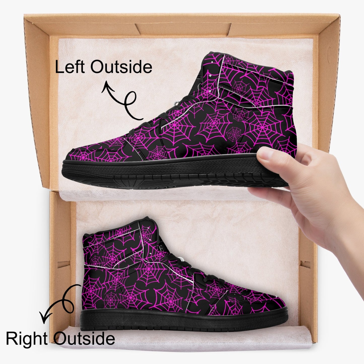Black & Purple Spider Web High Top Sneakers