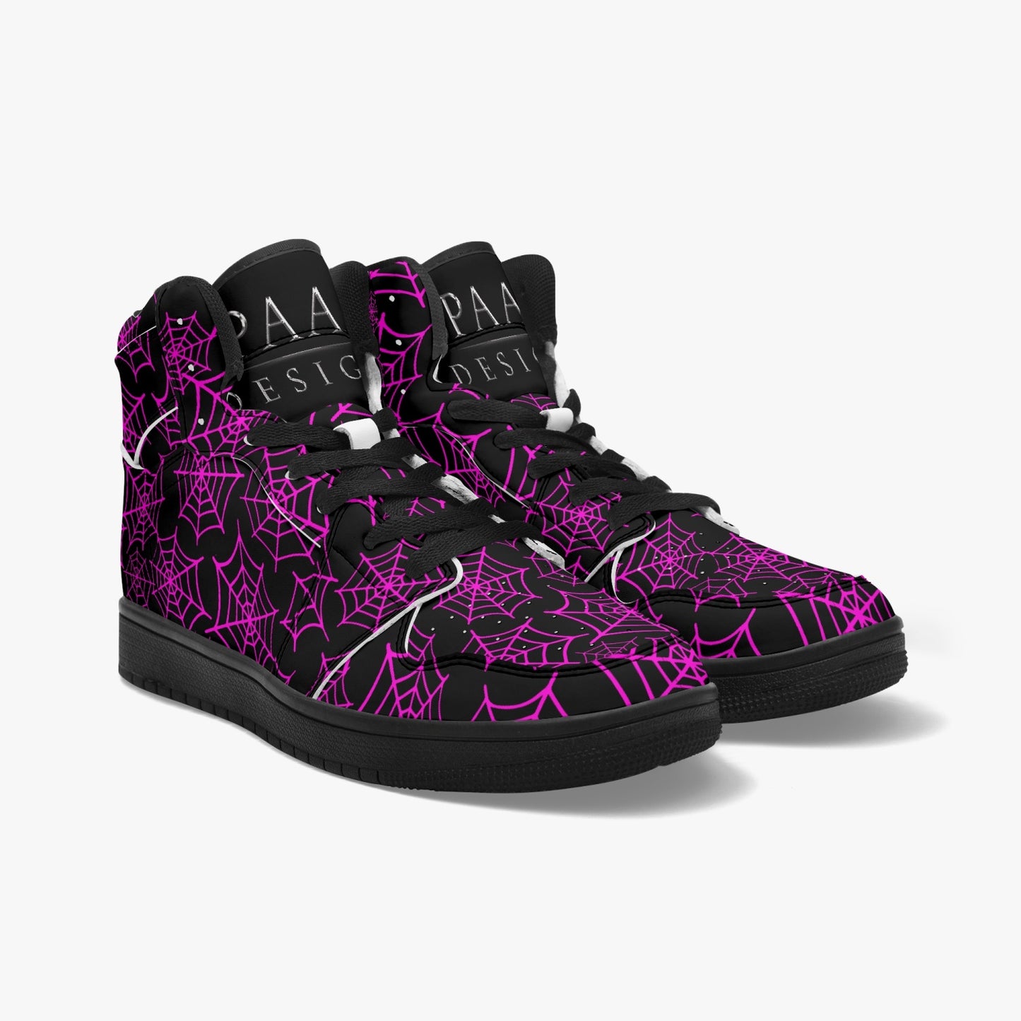 Black & Purple Spider Web High Top Sneakers