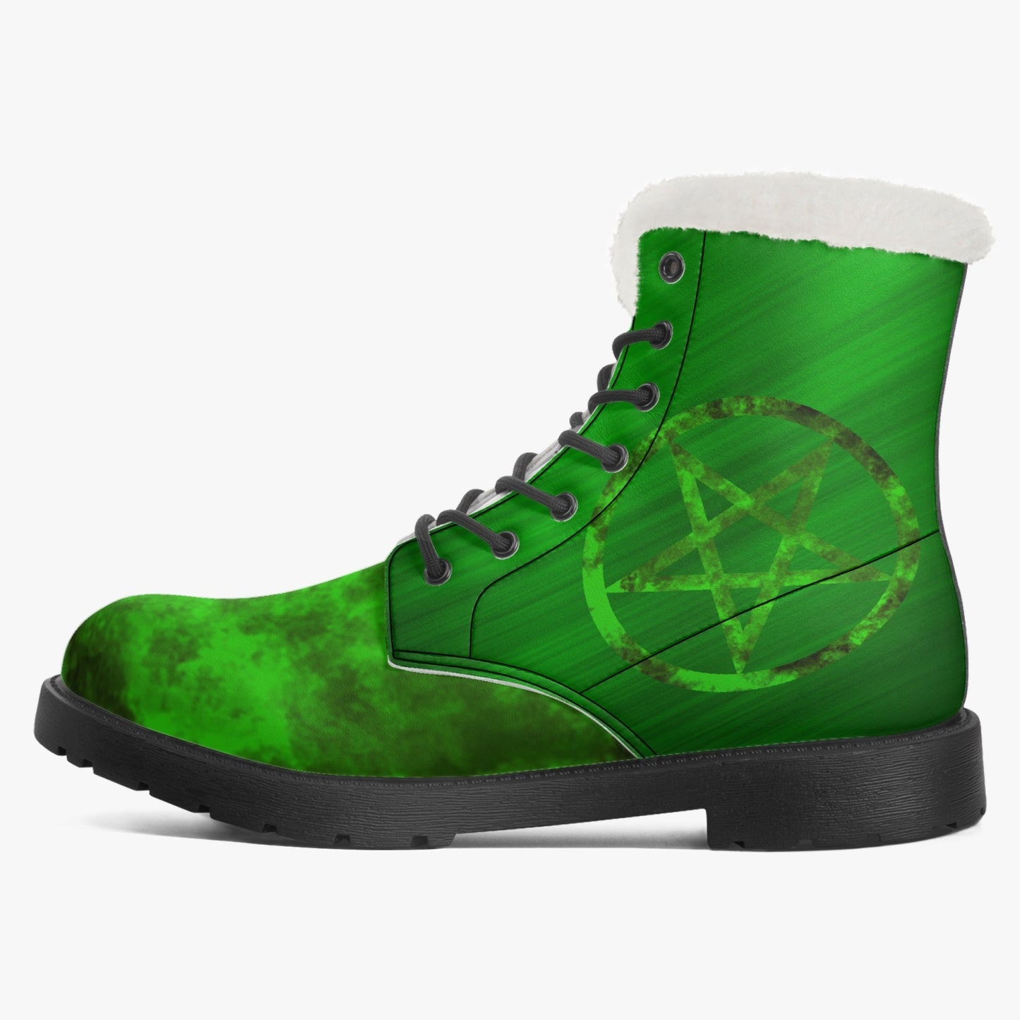 Green Fur Leather Boots