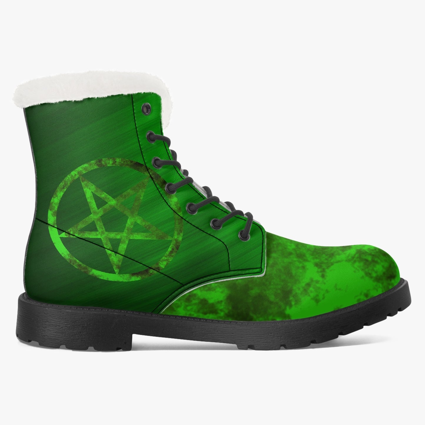 Green Fur Leather Boots