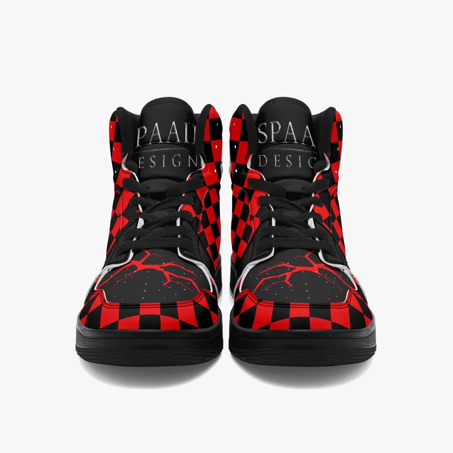 High Top Sneakers cracked black/red checkered