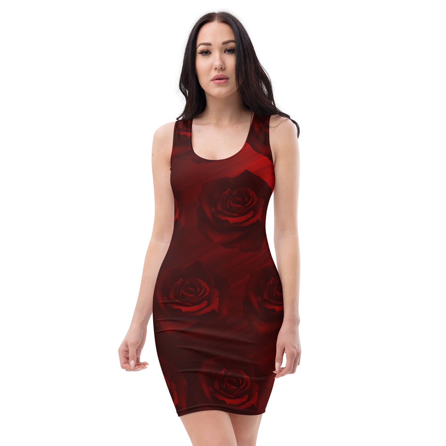 Dark Red Rose Bodycon dress