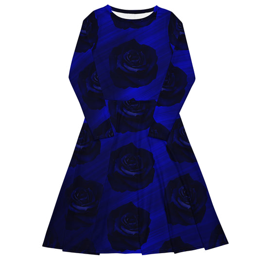 Dark Blue Rose midi dress