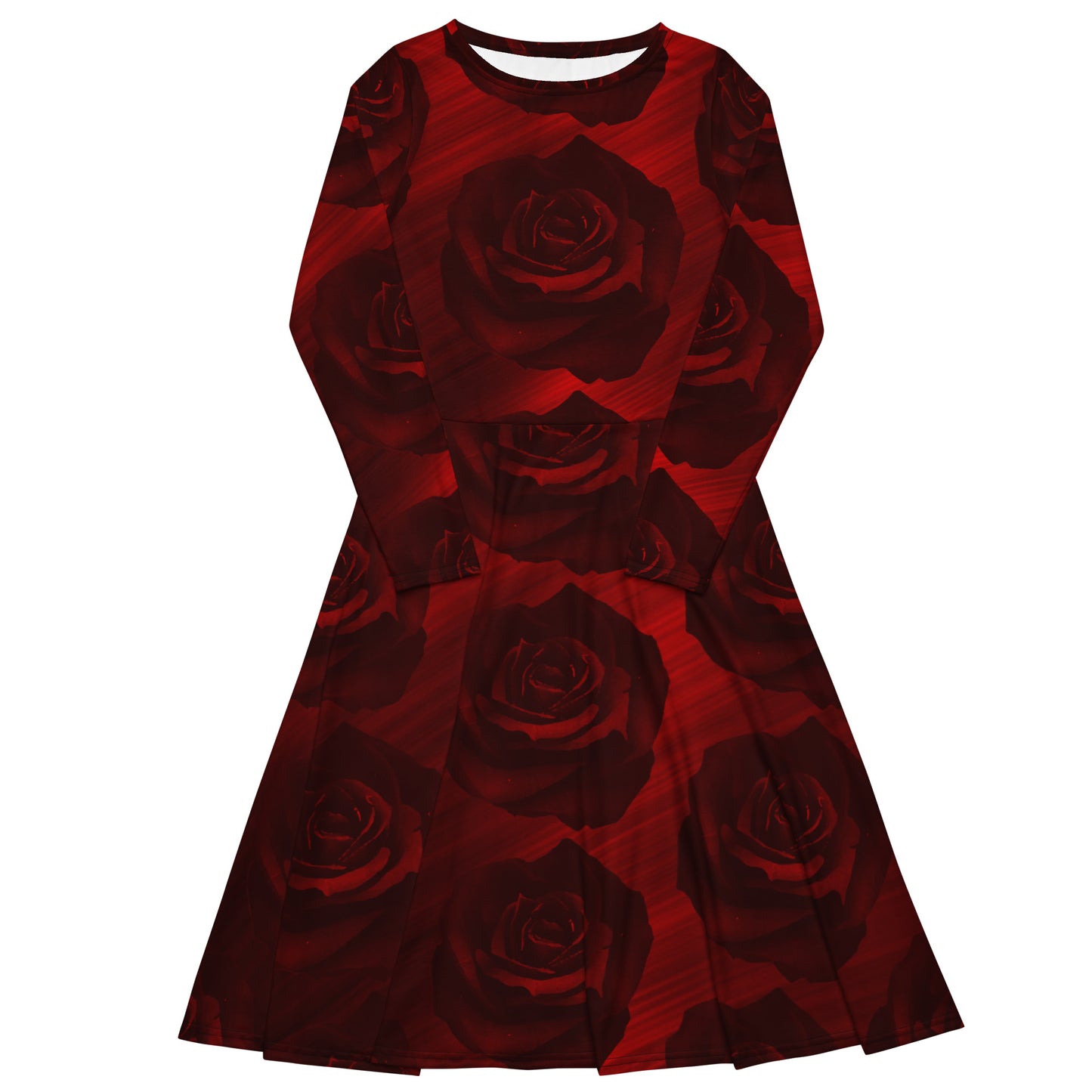Dark Red Rose midi dress