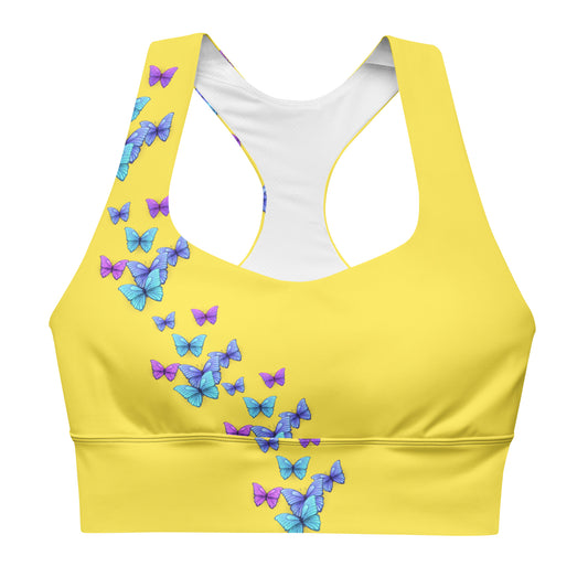 Longline Yellow Butterfly High Quality sports bra