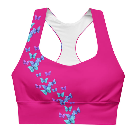 Longline Pink Butterfly High Quality sports bra