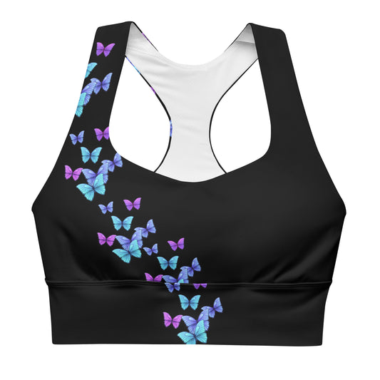 Longline Black Butterfly High Quality sports bra