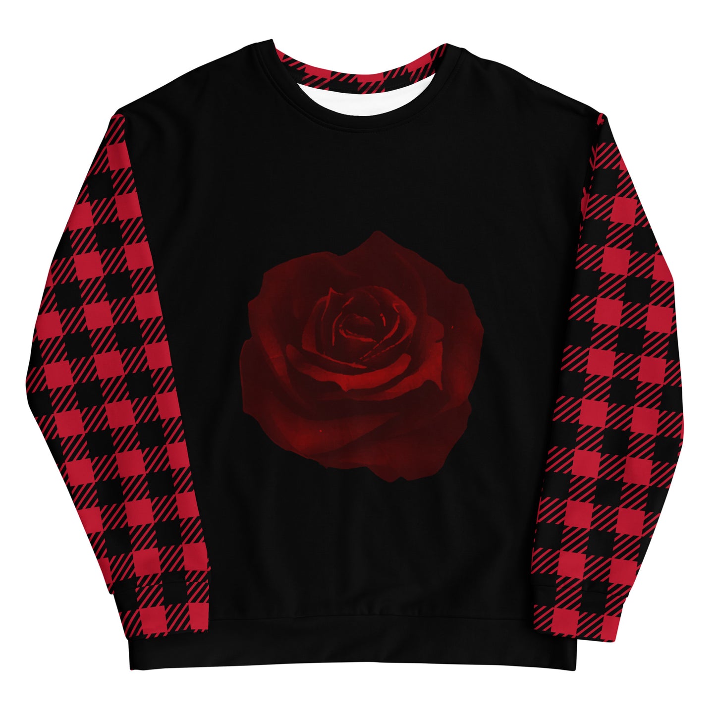 Red Checkered Sweatshirt Red Rose