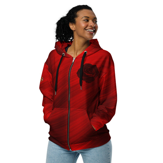 Red Rose Zipper Hoodie