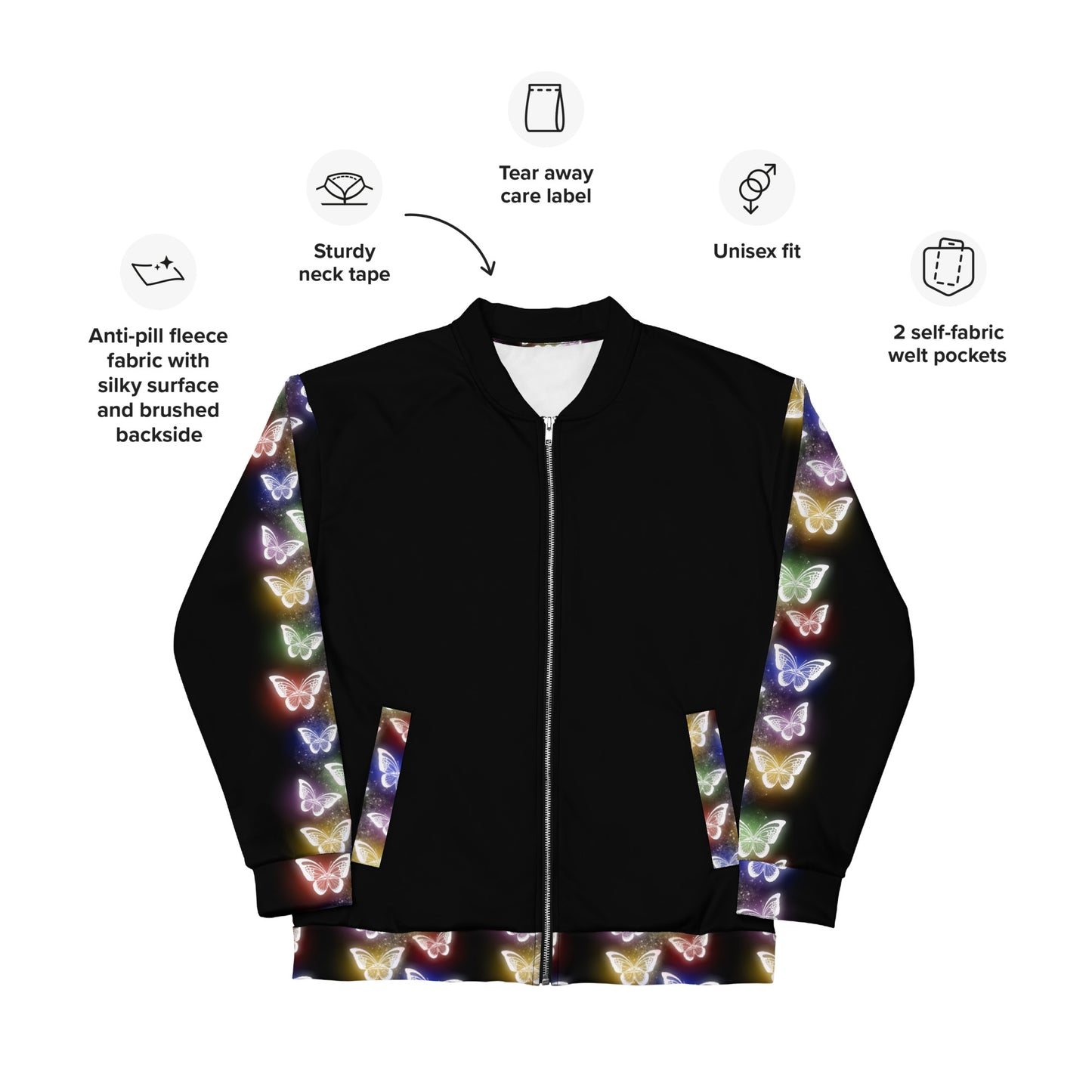 Glowing butterfly Bomber Jacket