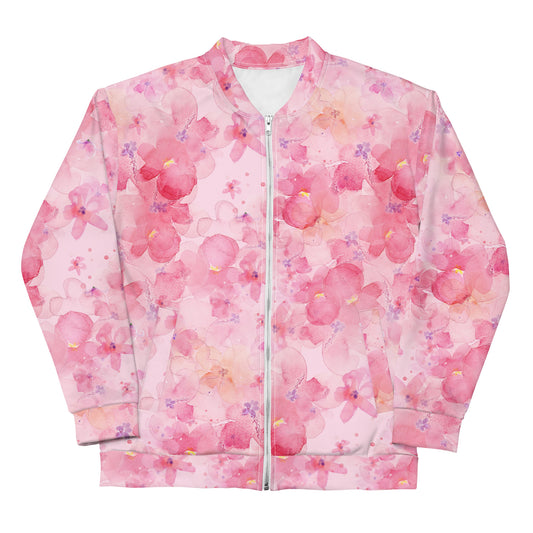 Pink Floral Bomber Jacket