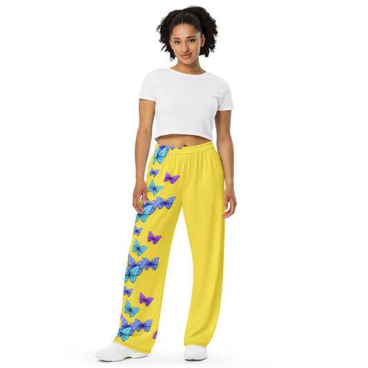 Yellow Butterfly wide-leg pants