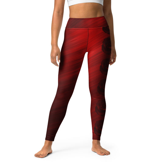 Red Rose Leggings with inside pocket