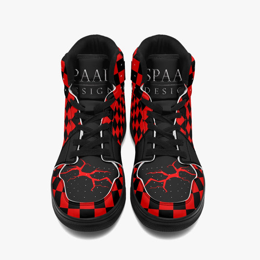 High Top Sneakers cracked black/red checkered