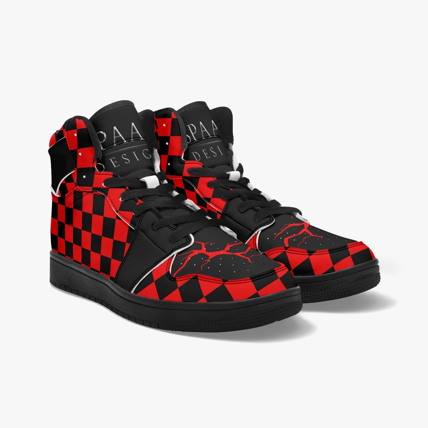 High Top Sneakers cracked black/red checkered