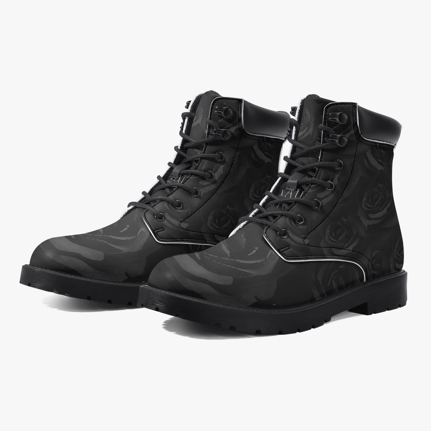 Black Roses Leather Boots