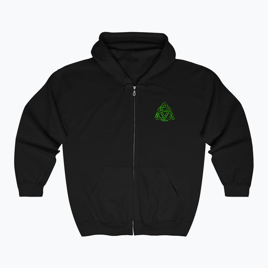 Celtic Green Knot Zipper Hooded Sweatshirt