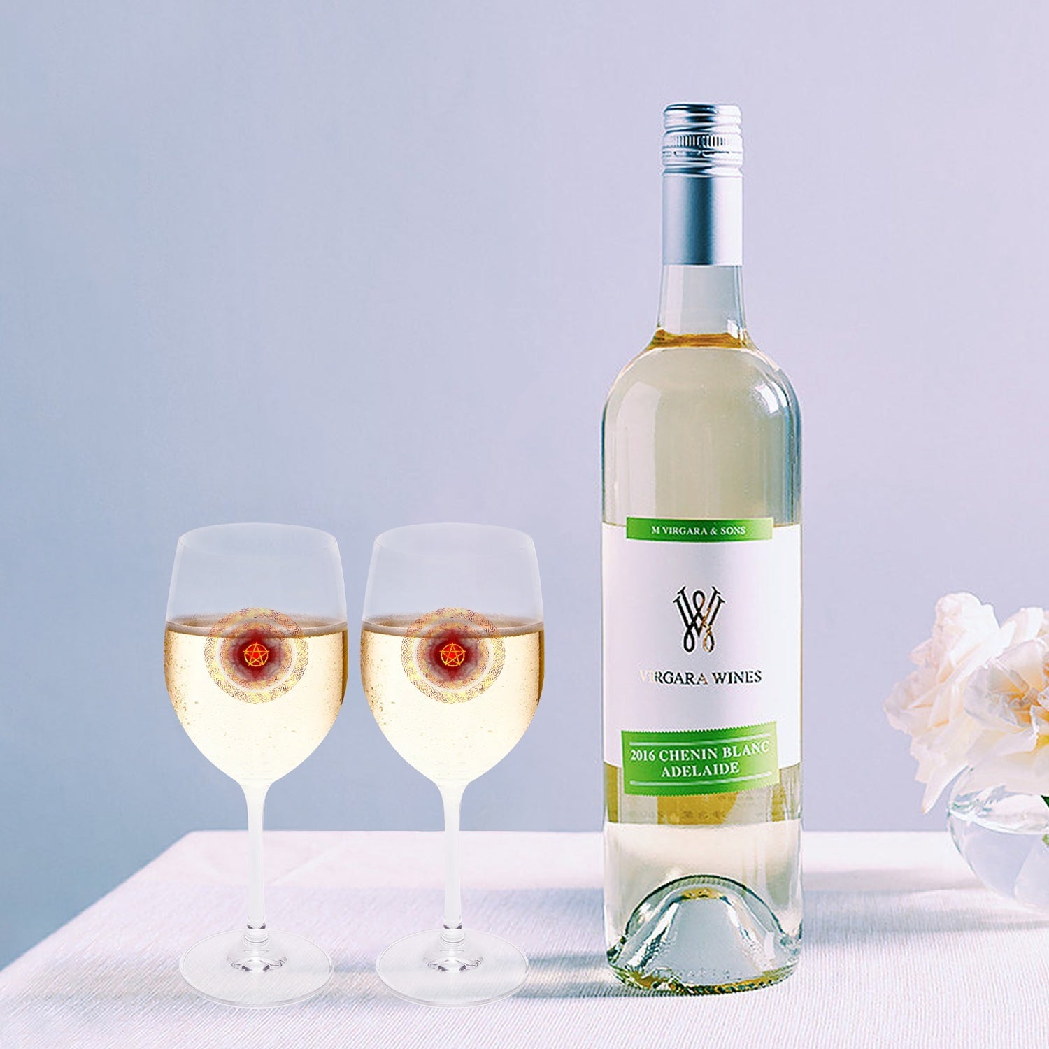Fire Pentagram Classic Wine Glasses
