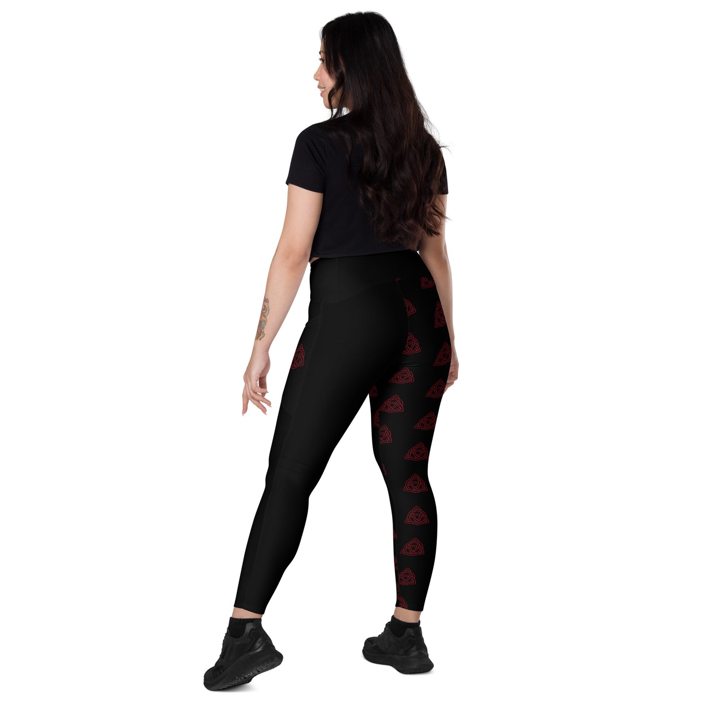 Celtic Red knot half Legging with pockets