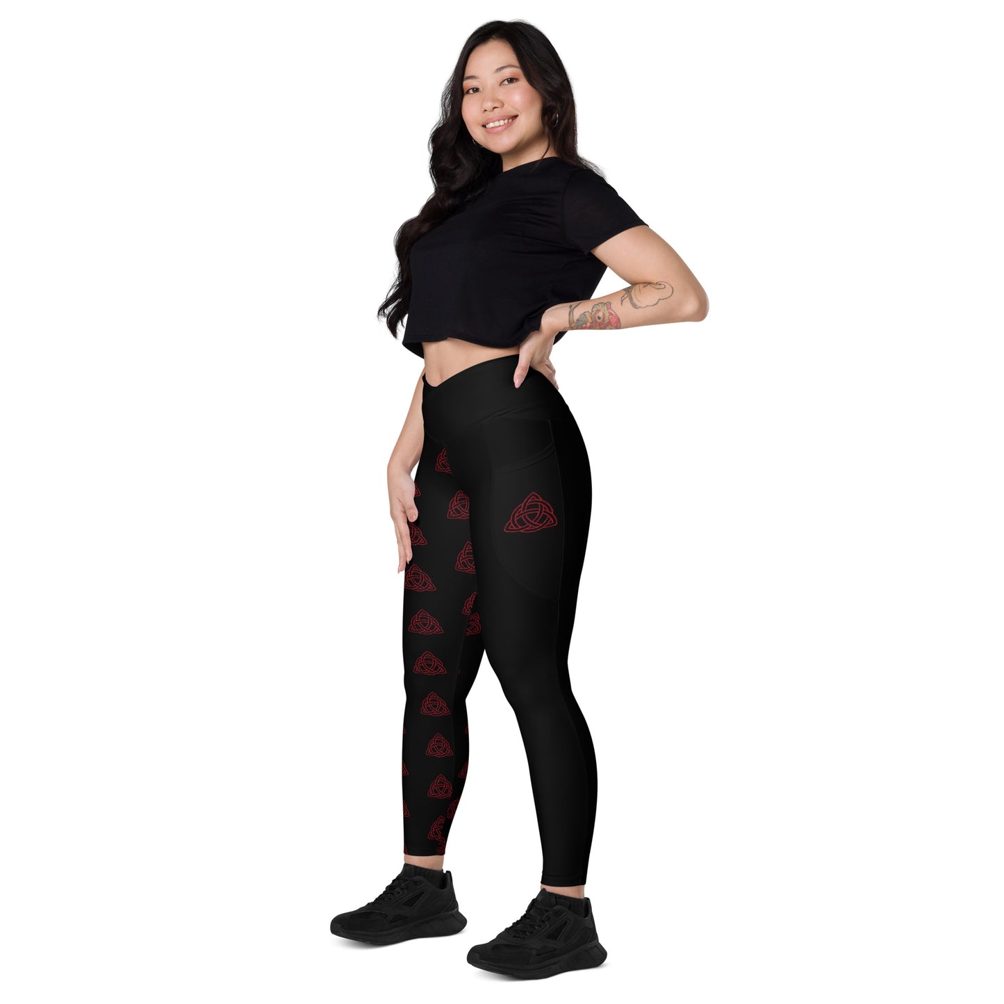Celtic Red knot half Legging with pockets