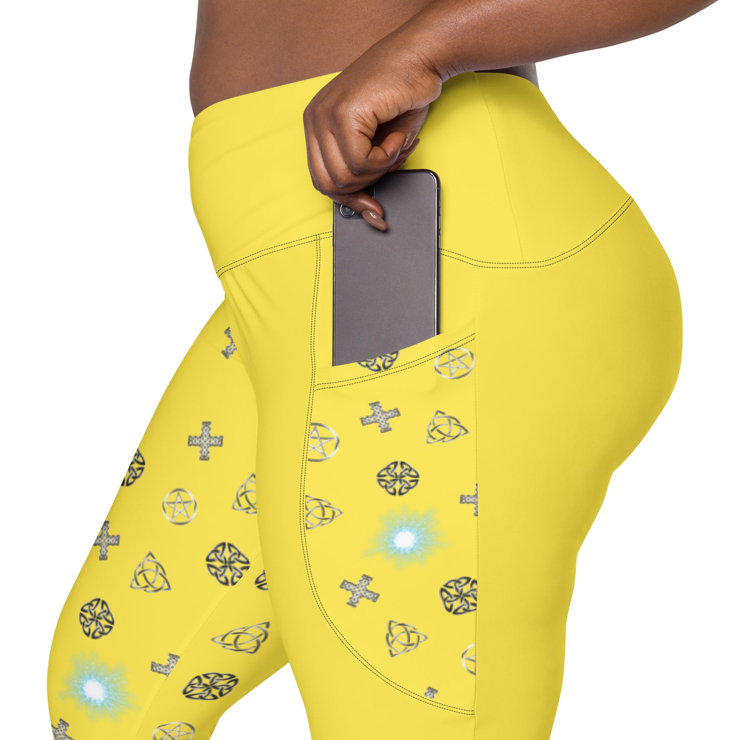 Wicca Pattern Lemon Half Legging with pockets