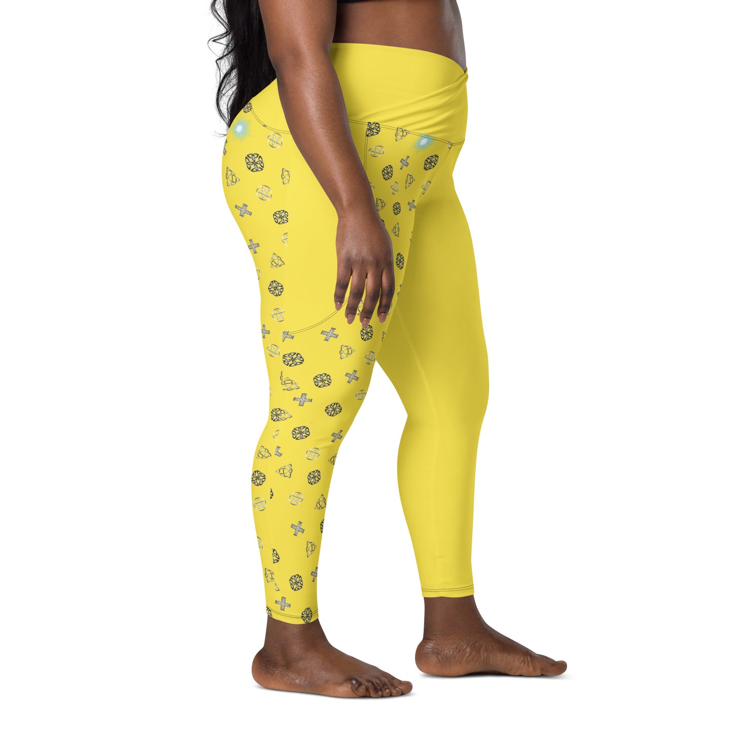 Wicca Pattern Lemon Half Legging with pockets