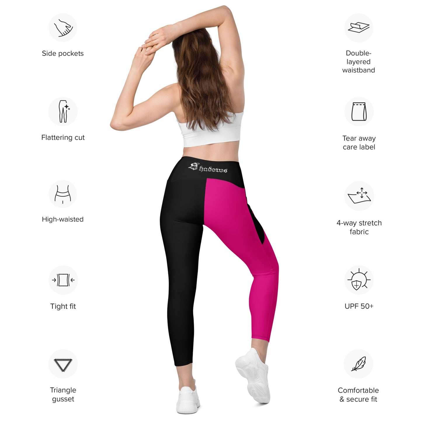 Shadows One leg Leggings with pockets Pink