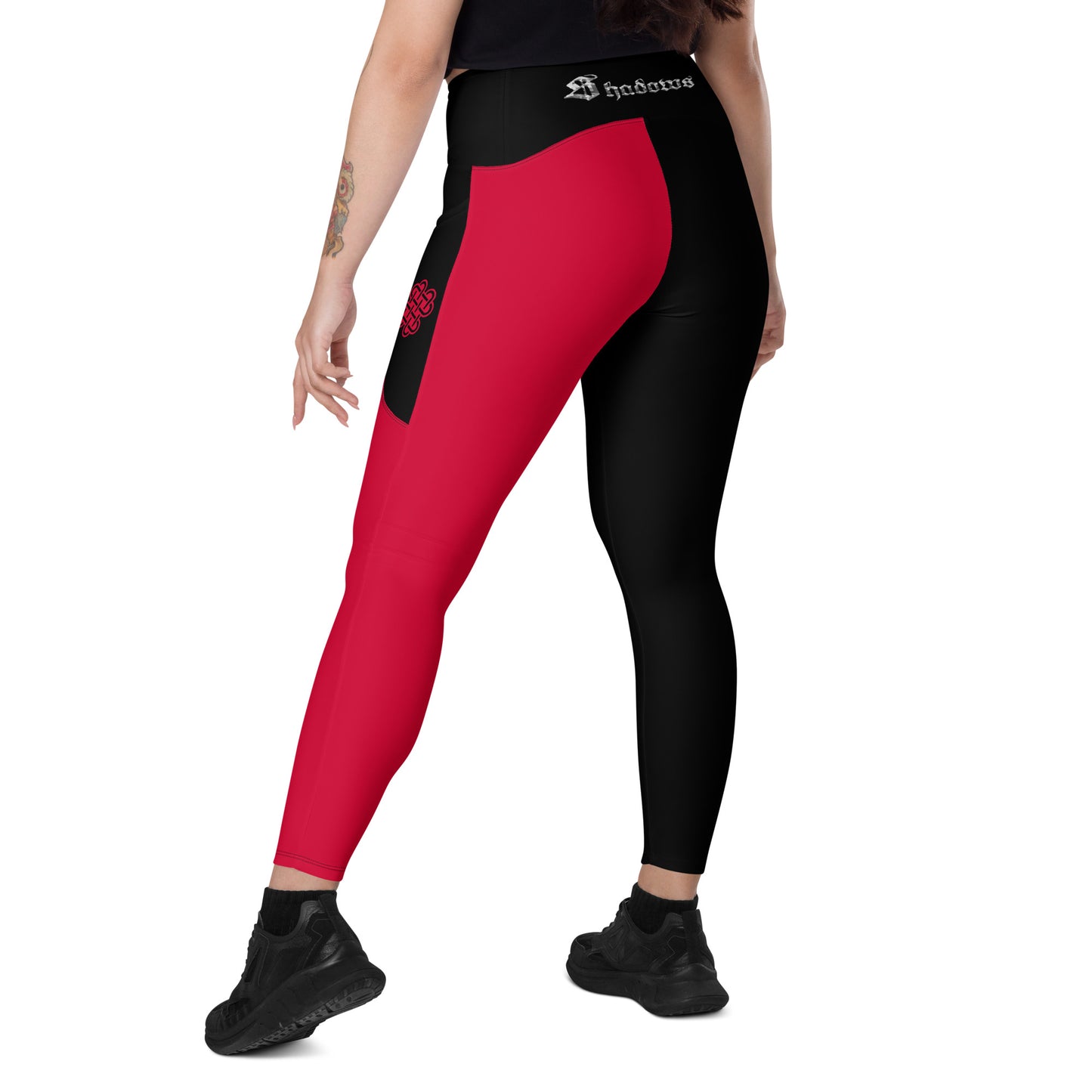Shadows One leg Leggings with pockets Red