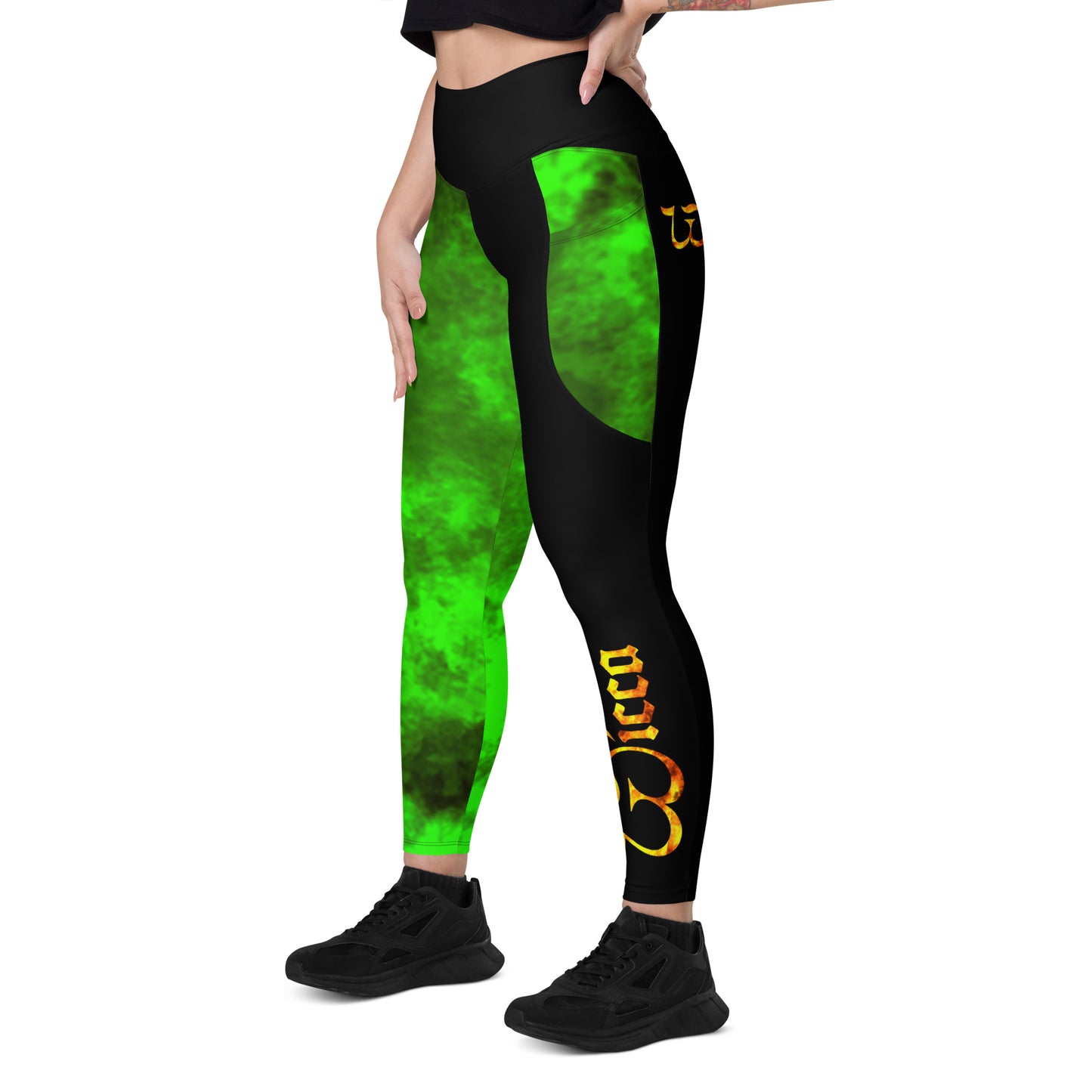 Wicca Green Half Leggings with pockets