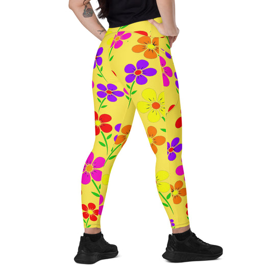 Yellow Floral Legging with pockets