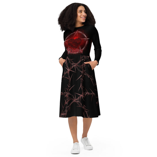 Thorns Roses midi dress