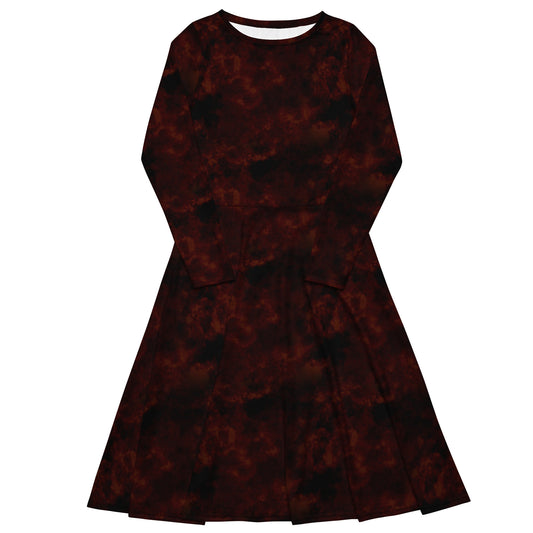 Blood Darkness Plain long sleeve midi dress