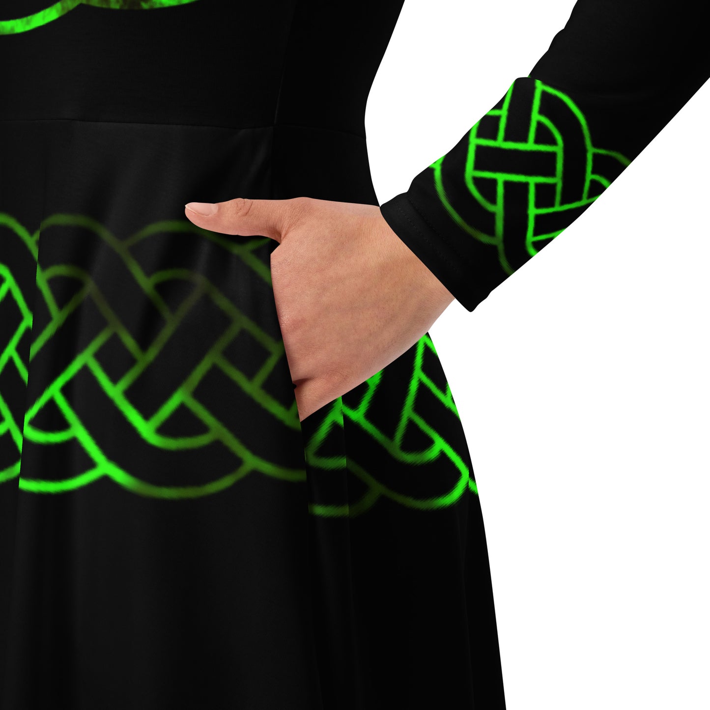 Long sleeve Midi Dress Celtic Knot Green