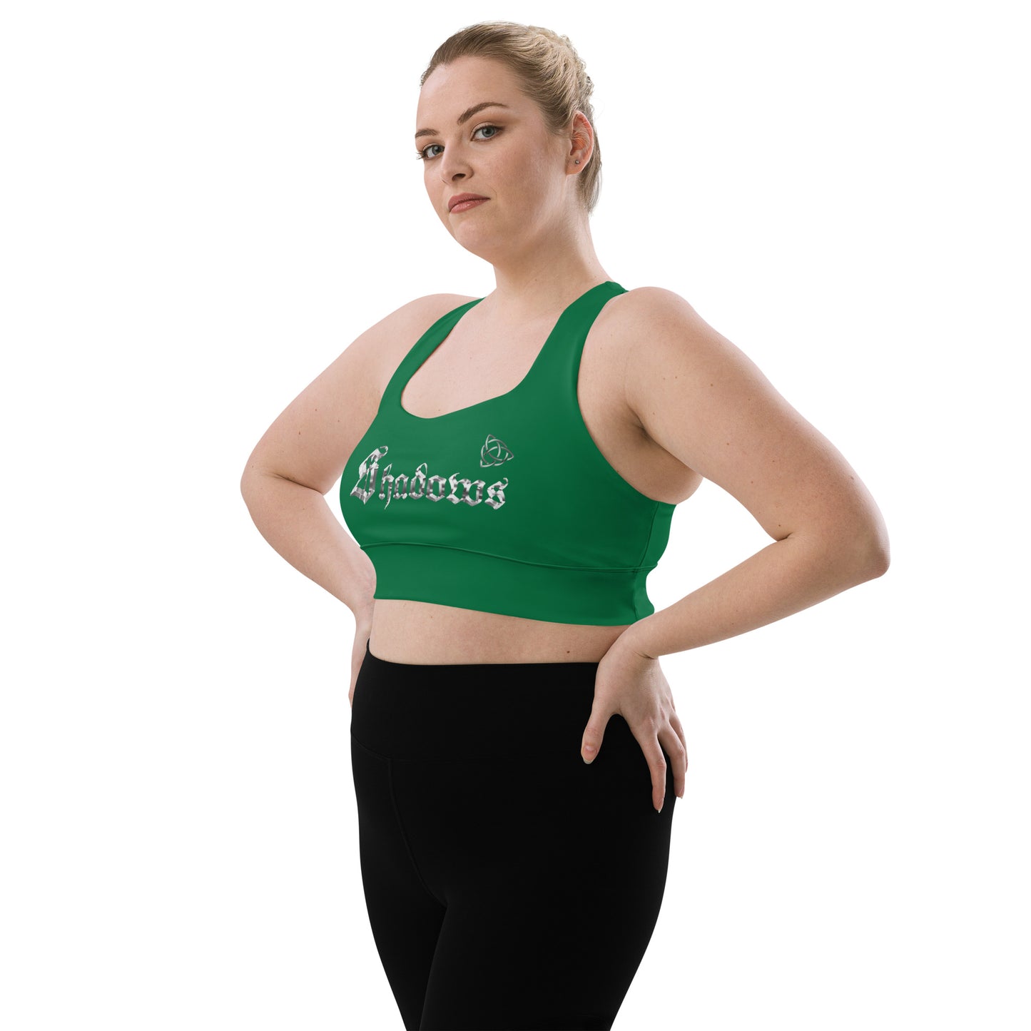 Shadows Longline Sports Bra Black Green