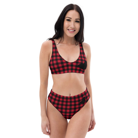 Checkered high-waisted bikini